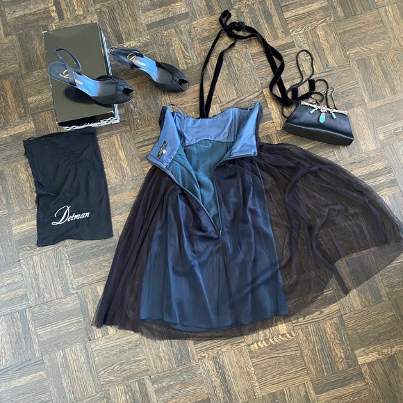 Andrew GN | Cocktail Empire Cut/Strapless Dress; Turquoise & Lapis Stones; Small - Picture 10 of 16